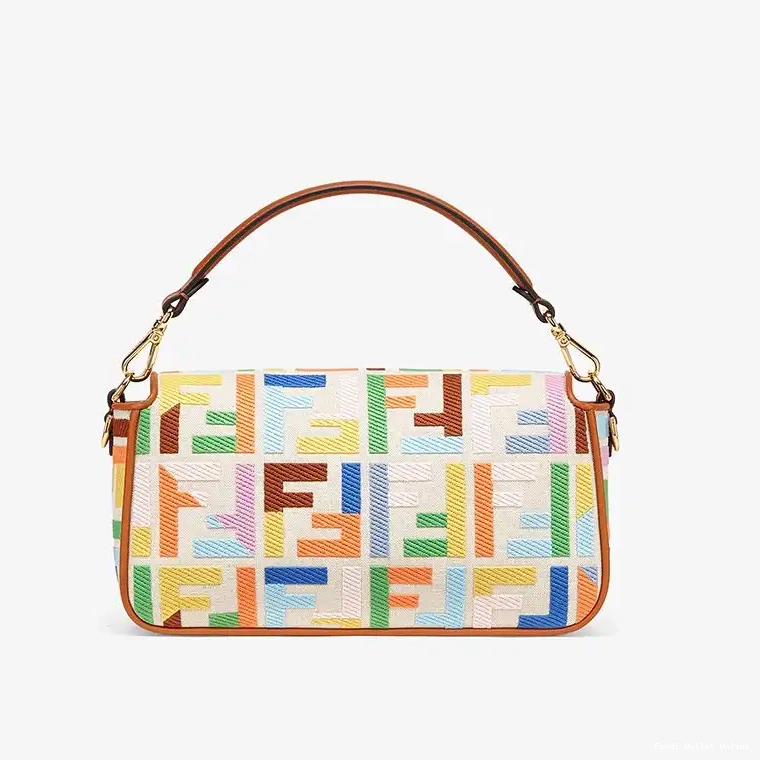 Cheap In Medium Bag Canvas Fendi FF Multicolor Baguette Motif 0504